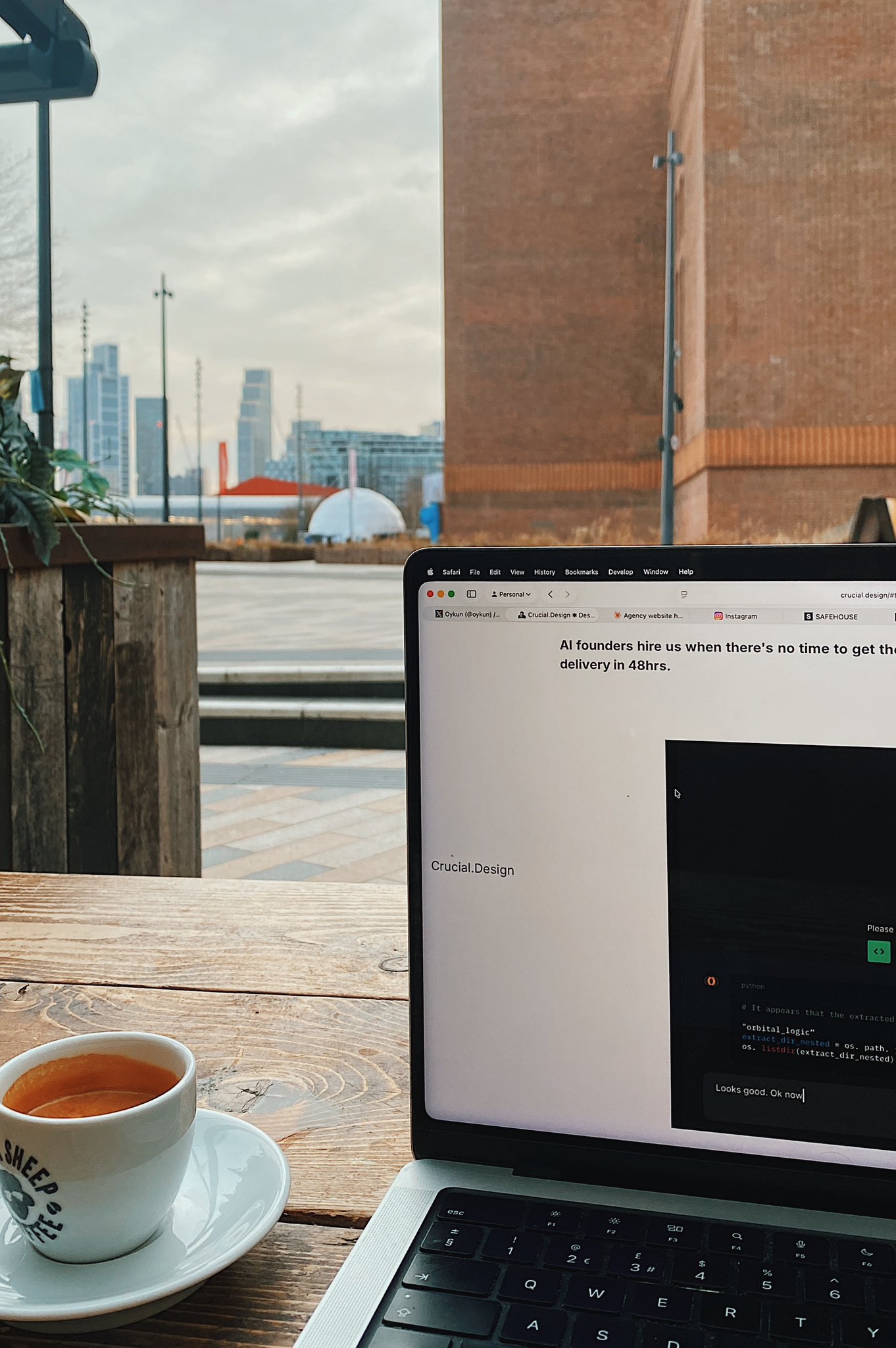 Working from rooftop